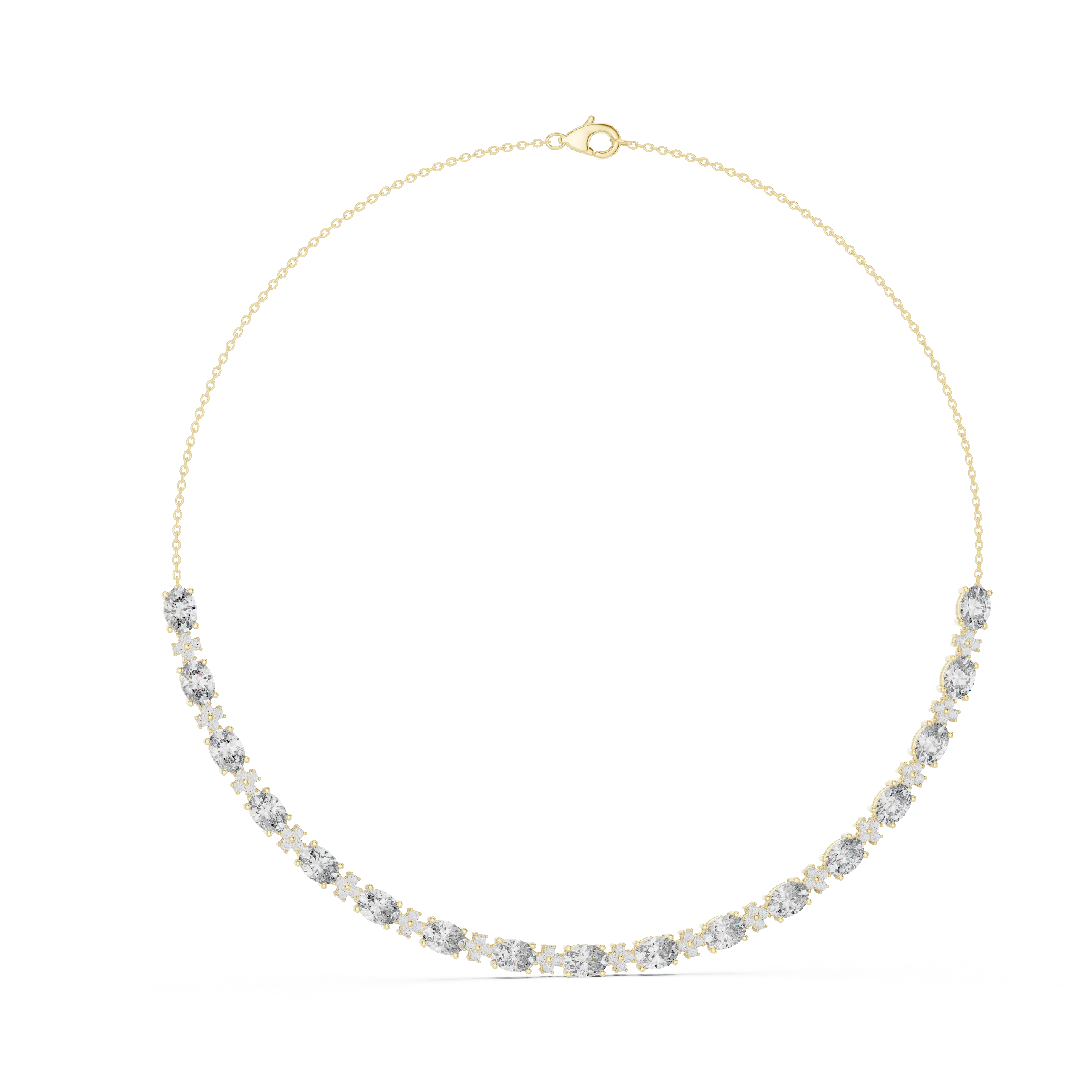 Front View: Round Diamond Necklace with Prong Setting in 14k Yellow Gold - Lab Grown - Driona Jewels