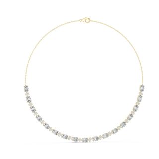 Front View: Round Diamond Necklace with Prong Setting in 14k Yellow Gold - Lab Grown - Driona Jewels