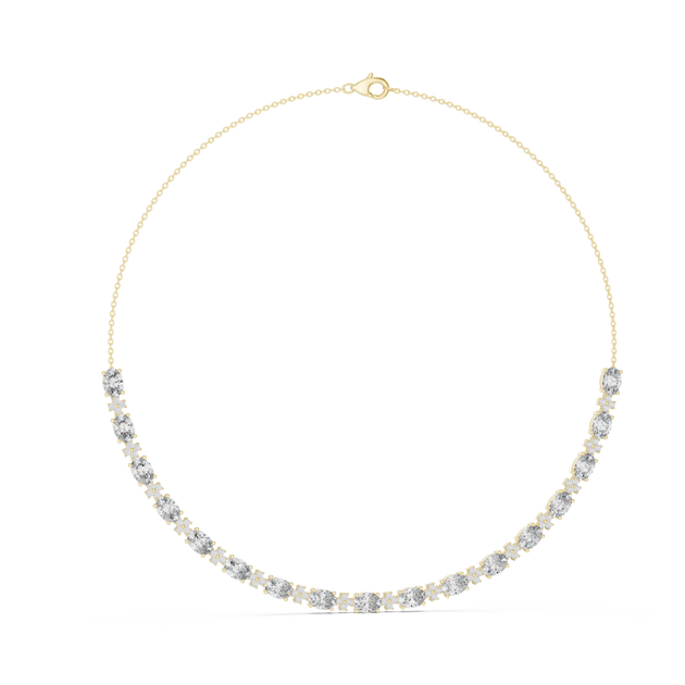 Front View: Round Diamond Necklace with Prong Setting in 14k Yellow Gold - Lab Grown - Driona Jewels