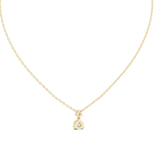 Front-view: Round Diamond Necklace with Prong Setting in 14k Yellow Gold - Lab Grown - Driona Jewels
