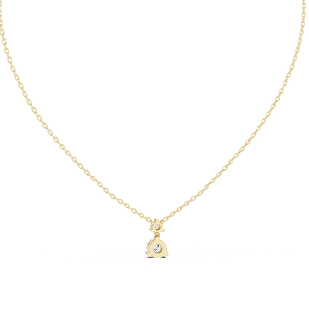 Front-view: Round Diamond Necklace with Prong Setting in 14k Yellow Gold - Lab Grown - Driona Jewels