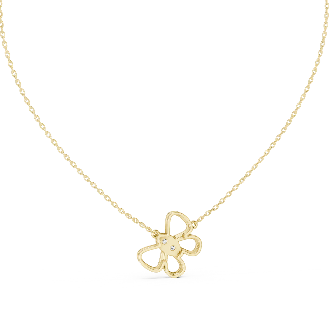 Front-View: Round Diamond Necklace with Prong Setting in 14k Yellow Gold - Lab Grown - Driona Jewels