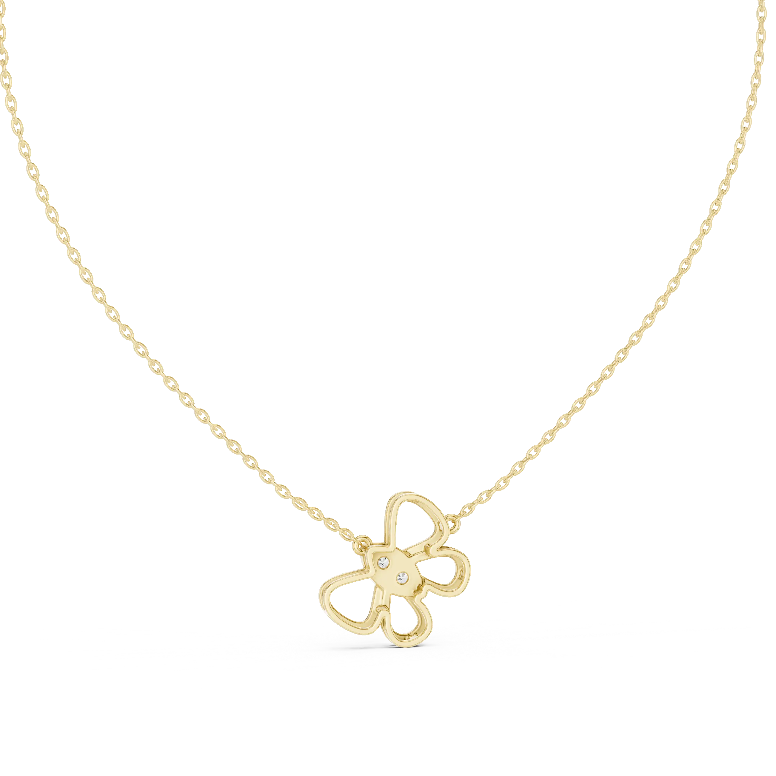Front-View: Round Diamond Necklace with Prong Setting in 14k Yellow Gold - Lab Grown - Driona Jewels