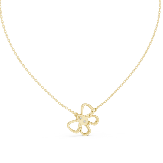 Front-View: Round Diamond Necklace with Prong Setting in 14k Yellow Gold - Lab Grown - Driona Jewels