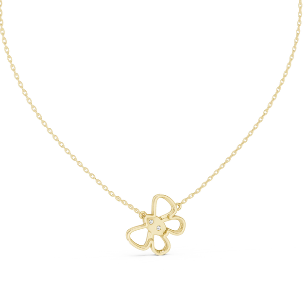 Front-View: Round Diamond Necklace with Prong Setting in 14k Yellow Gold - Lab Grown - Driona Jewels
