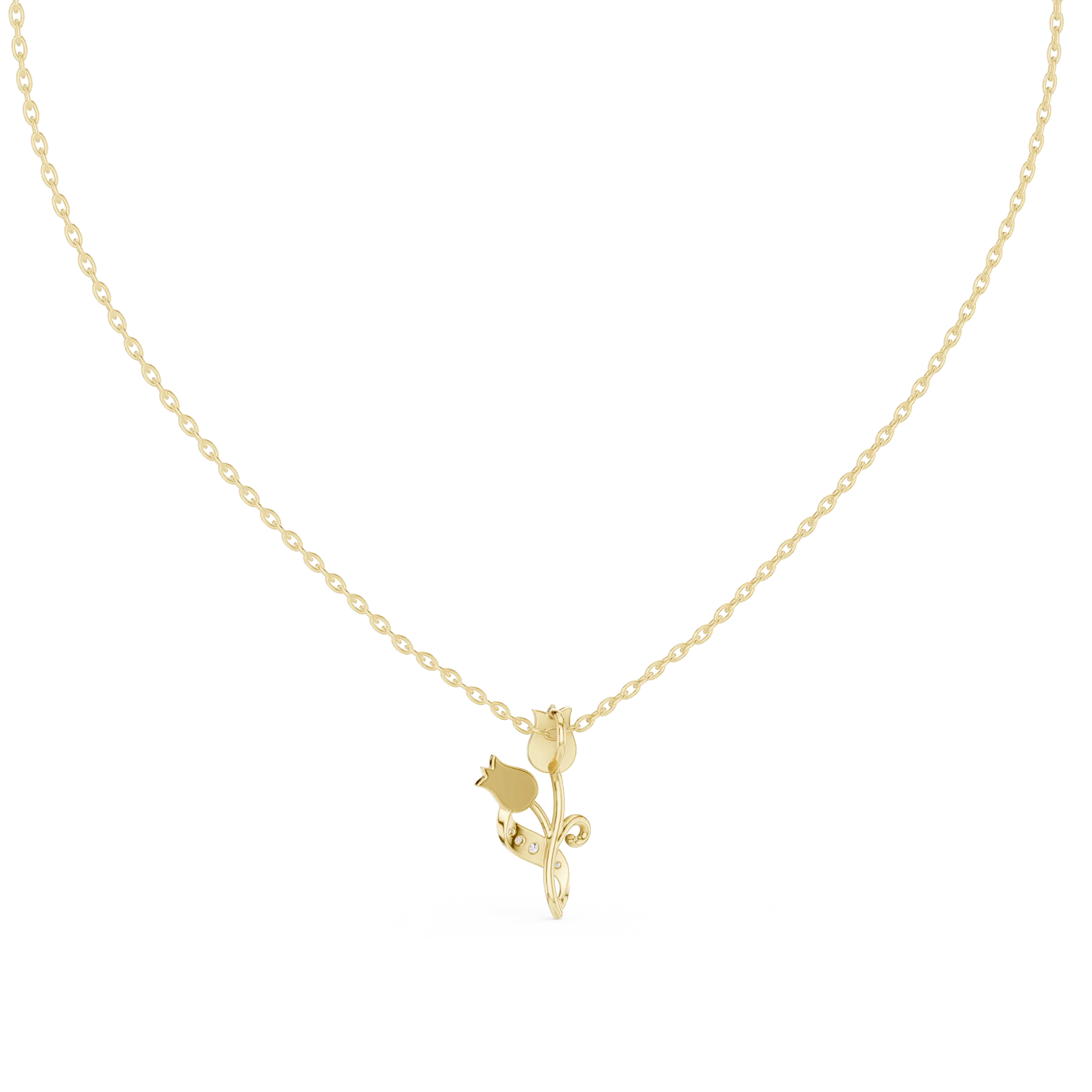 Front-View: Round Diamond Necklace with Prong Setting in 14k Yellow Gold - Lab Grown - Driona Jewels