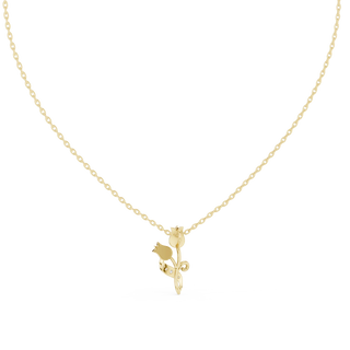 Front-View: Round Diamond Necklace with Prong Setting in 14k Yellow Gold - Lab Grown - Driona Jewels