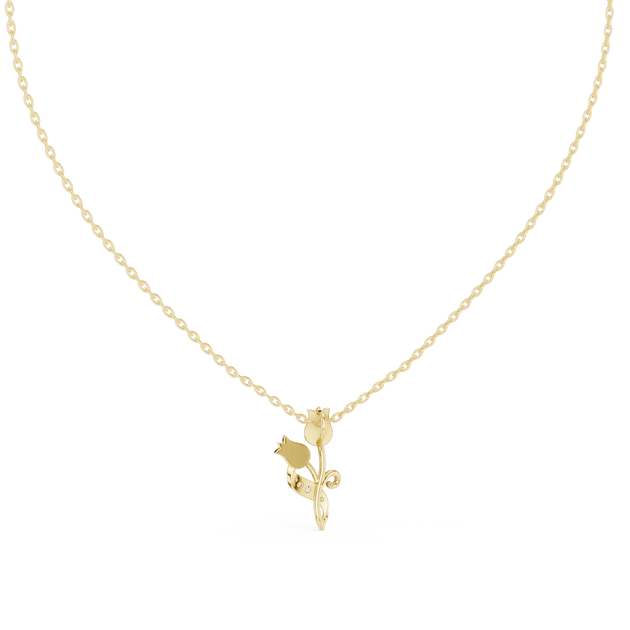 Front-View: Round Diamond Necklace with Prong Setting in 14k Yellow Gold - Lab Grown - Driona Jewels