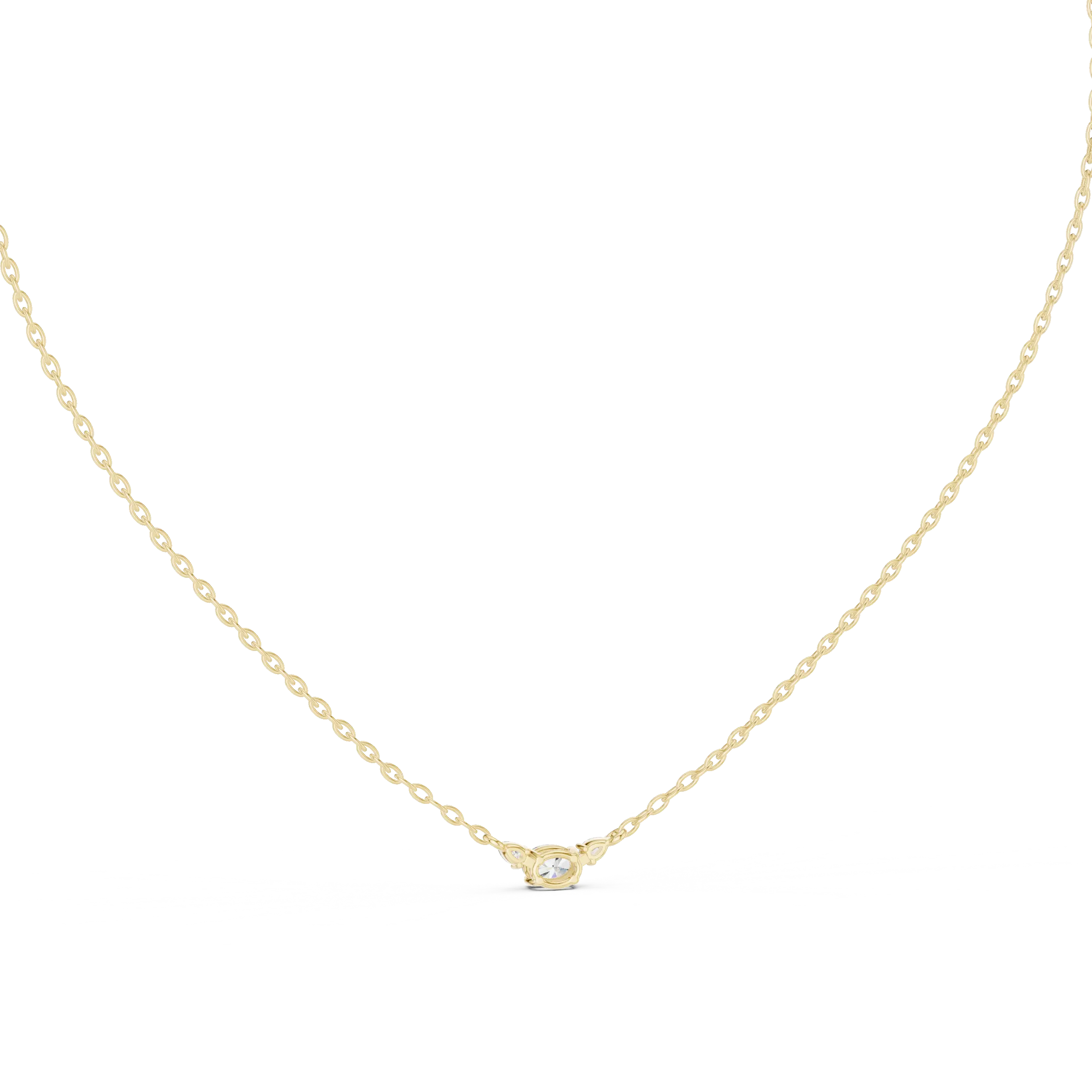 Front-view: Round Diamond Necklace with Prong Setting in 14k Yellow Gold - Lab Grown - Driona Jewels