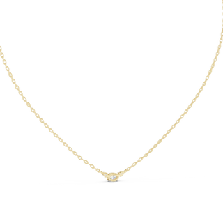 Front-view: Round Diamond Necklace with Prong Setting in 14k Yellow Gold - Lab Grown - Driona Jewels
