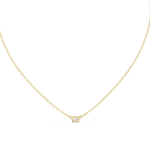 Front-view: Round Diamond Necklace with Prong Setting in 14k Yellow Gold - Lab Grown - Driona Jewels
