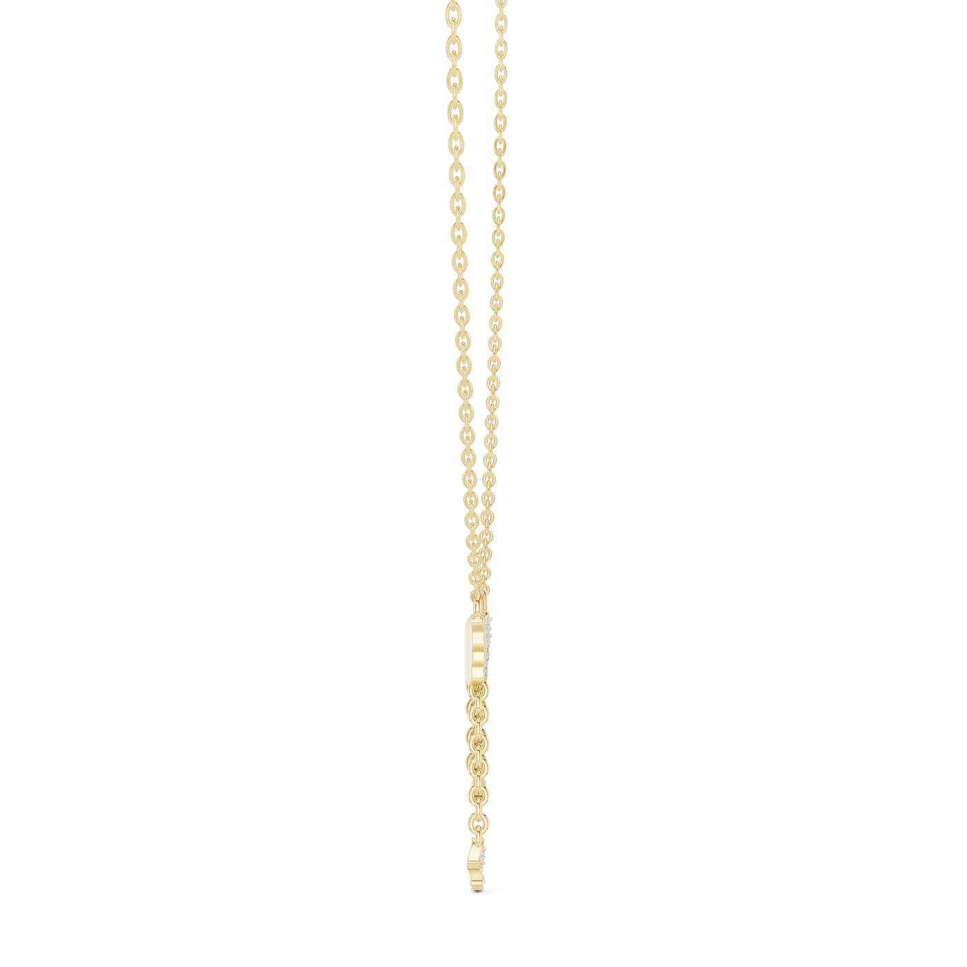 Front-view: Round Diamond Necklace with Prong Setting in 14k Yellow Gold - Lab Grown - Driona Jewels