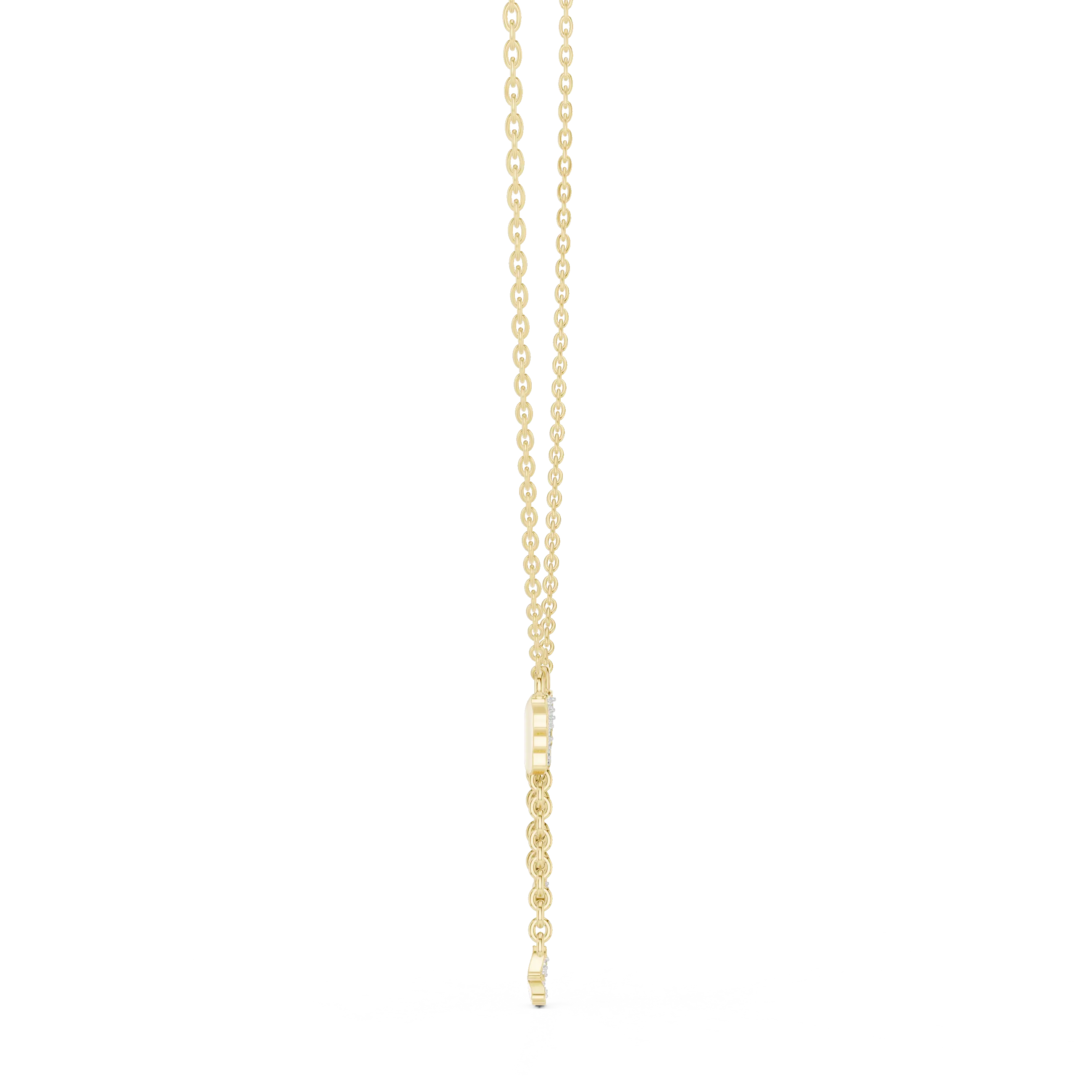 Front-view: Round Diamond Necklace with Prong Setting in 14k Yellow Gold - Lab Grown - Driona Jewels
