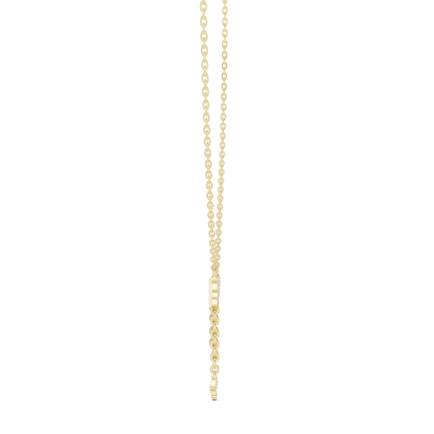 Front-view: Round Diamond Necklace with Prong Setting in 14k Yellow Gold - Lab Grown - Driona Jewels