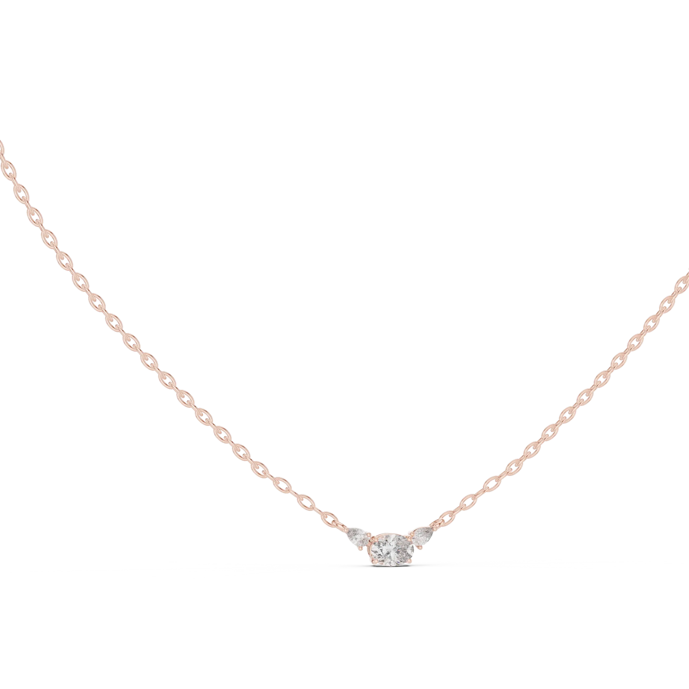 Front-view: Round Diamond Necklace with Solitaire Setting in 14k Gold - Lab Grown - Driona Jewels