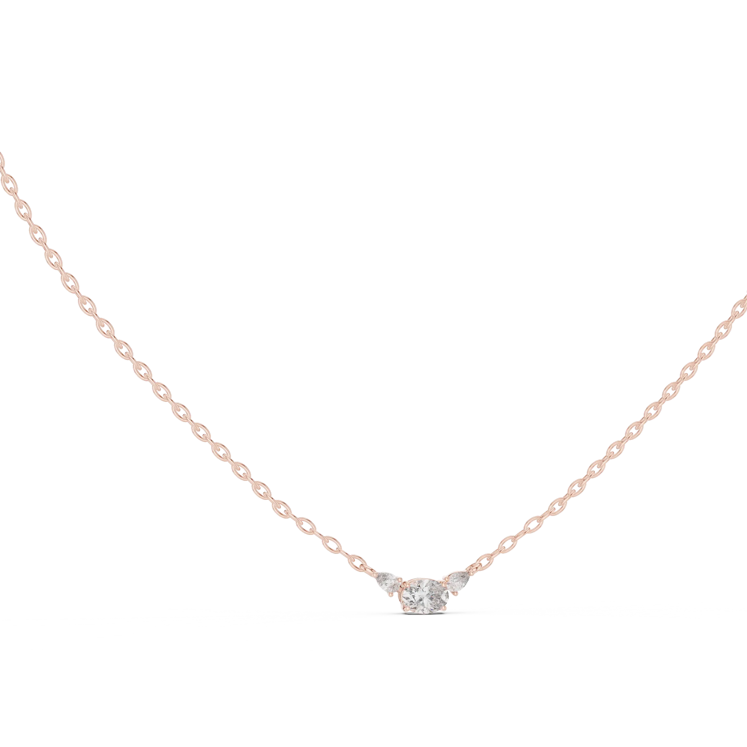 Front-view: Round Diamond Necklace with Solitaire Setting in 14k Gold - Lab Grown - Driona Jewels