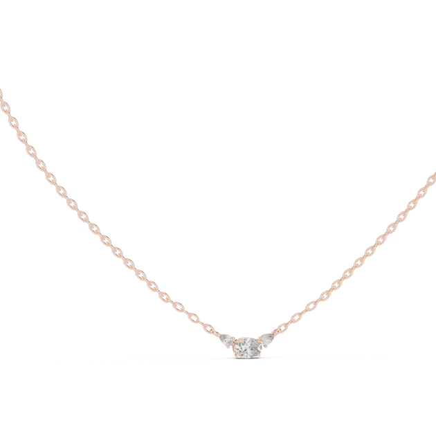 Front-view: Round Diamond Necklace with Solitaire Setting in 14k Gold - Lab Grown - Driona Jewels