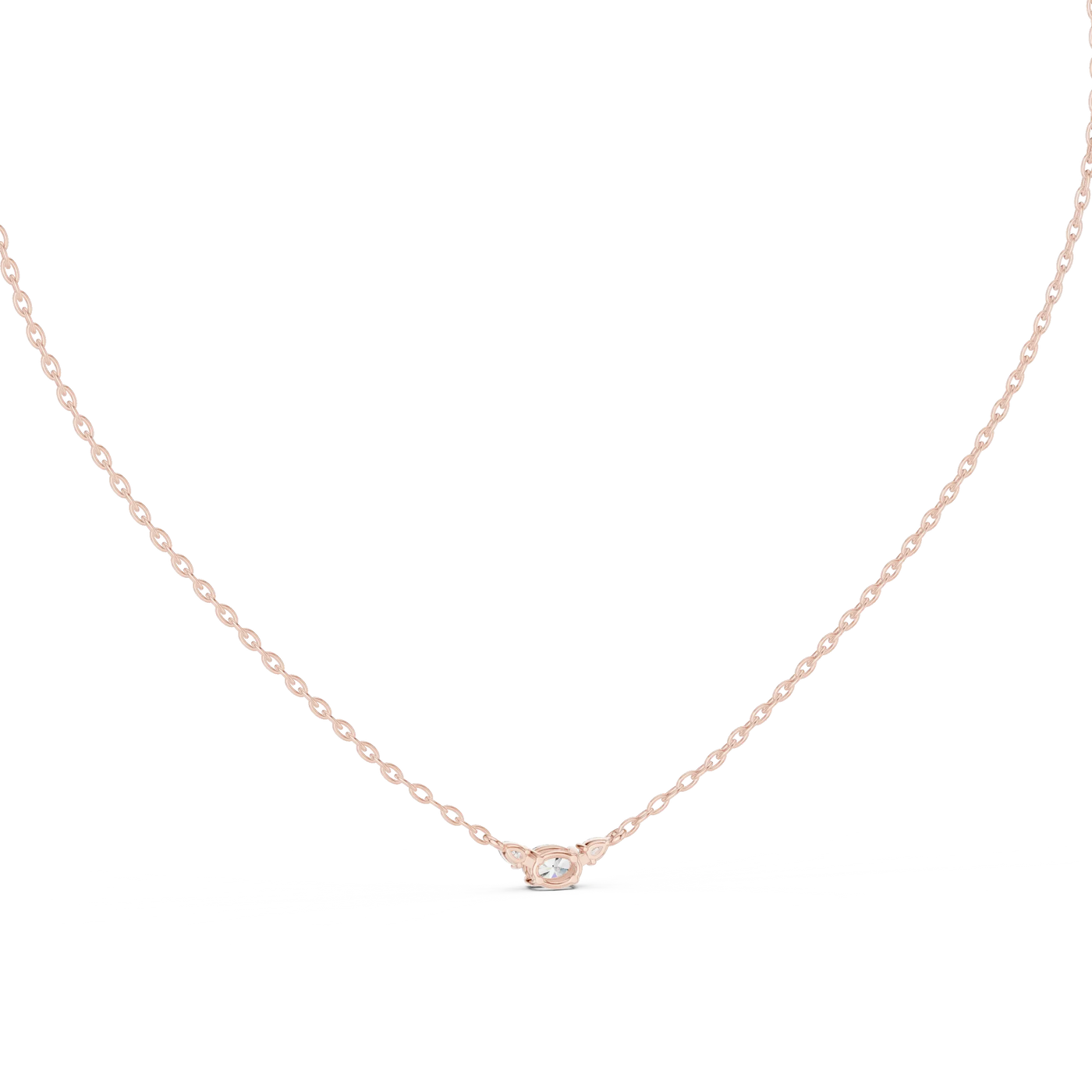 Front-view: Round Diamond Necklace with Solitaire Setting in 14k Rose Gold - Lab Grown - Driona Jewels