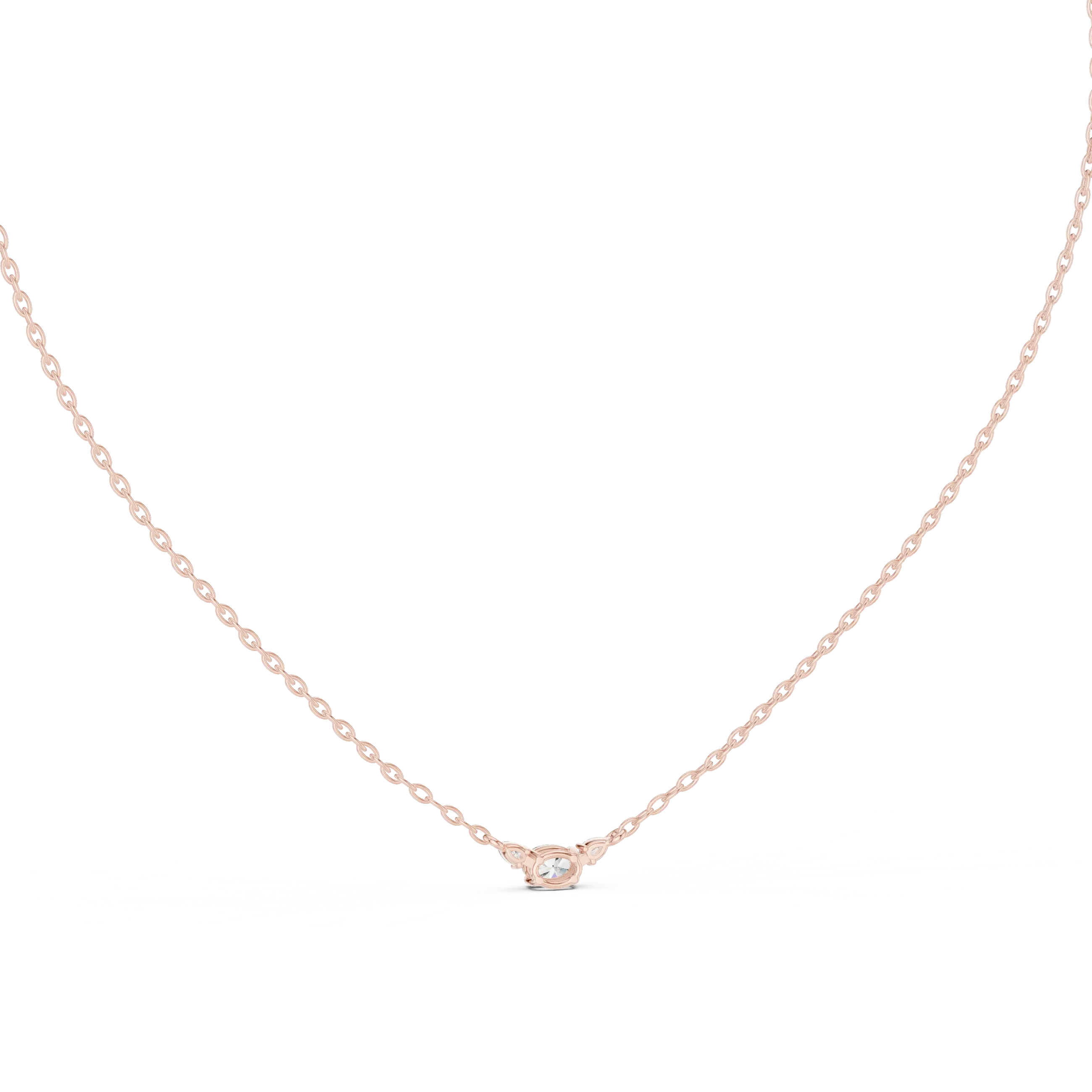Front-view: Round Diamond Necklace with Solitaire Setting in 14k Rose Gold - Lab Grown - Driona Jewels