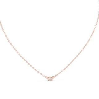 Front-view: Round Diamond Necklace with Solitaire Setting in 14k Rose Gold - Lab Grown - Driona Jewels