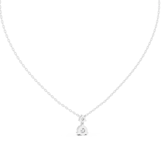 Front-view: Round Diamond Necklace with Solitaire Setting in 14k White Gold - Lab Grown - Driona Jewels