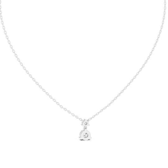 Front-view: Round Diamond Necklace with Solitaire Setting in 14k White Gold - Lab Grown - Driona Jewels