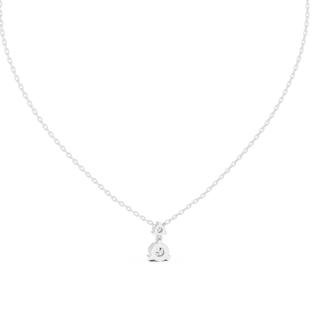 Front-view: Round Diamond Necklace with Solitaire Setting in 14k White Gold - Lab Grown - Driona Jewels