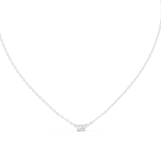 Front-view: Round Diamond Necklace with Solitaire Setting in 14k White Gold - Lab Grown - Driona Jewels