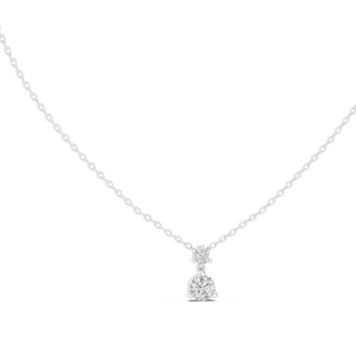 Front-view: Round Diamond Necklace with Solitaire Setting in 14k White Gold - Lab Grown - Driona Jewels