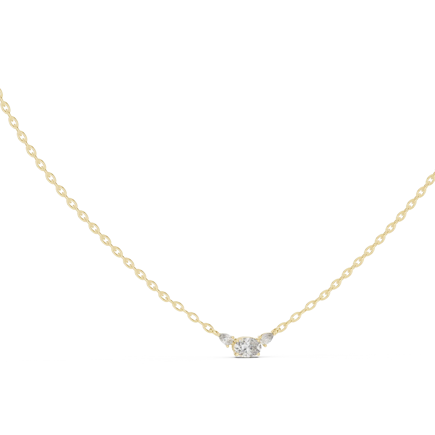 Front-view: Round Diamond Necklace with Solitaire Setting in 14k Yellow Gold - Lab Grown - Driona Jewels