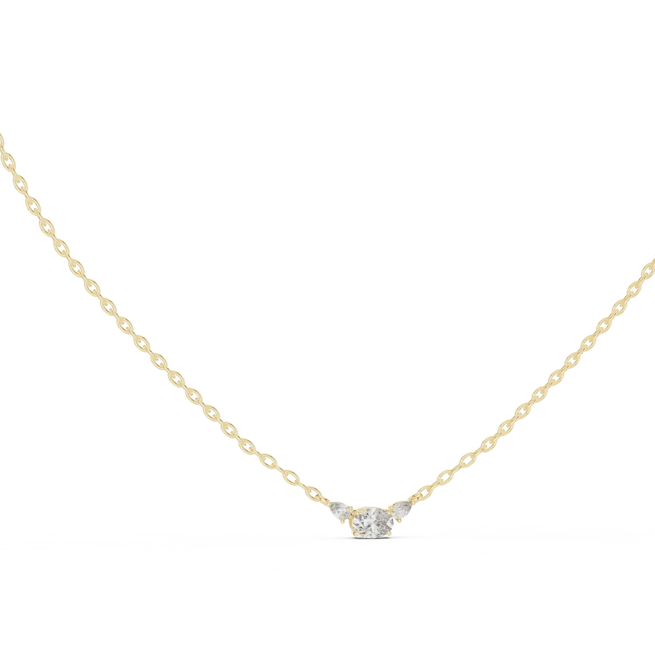 Front-view: Round Diamond Necklace with Solitaire Setting in 14k Yellow Gold - Lab Grown - Driona Jewels
