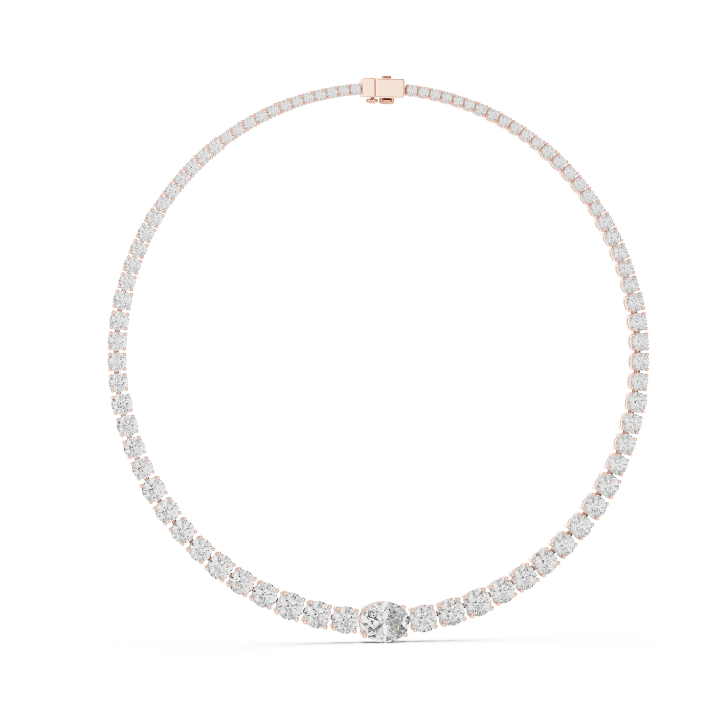 Front View: Round Diamond Necklace with Tennis Setting in 14k Gold - Lab Grown - Driona Jewels
