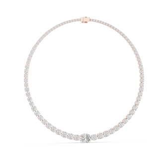 Front View: Round Diamond Necklace with Tennis Setting in 14k Gold - Lab Grown - Driona Jewels
