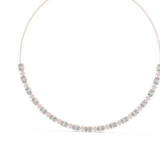 Front View: Round Diamond Necklace with Tennis Setting in 14k Rose Gold - Lab Grown - Driona Jewels