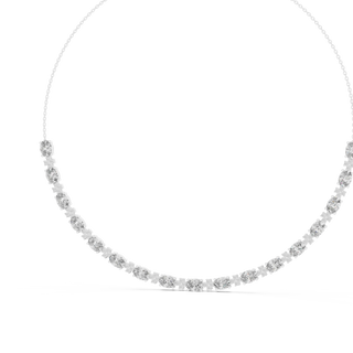 Front-View: Round Diamond Necklace with Tennis Setting in 14k White Gold - Lab Grown - Driona Jewels