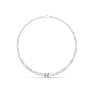 Front View: Round Diamond Necklace with Tennis Setting in 14k Yellow Gold - Lab Grown - Driona Jewels