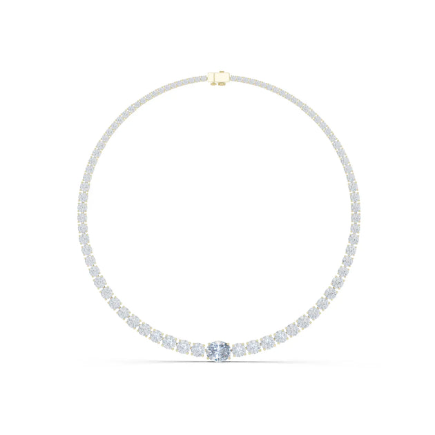 Front View: Round Diamond Necklace with Tennis Setting in 14k Yellow Gold - Lab Grown - Driona Jewels