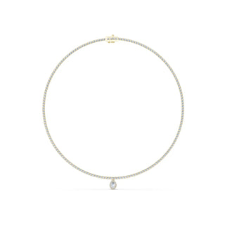 Front View: Round Diamond Necklace with Tennis Setting in 14k Yellow Gold - Lab Grown - Driona Jewels