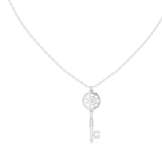Front-View: Skeleton Cut Diamond Necklace with Pendant Setting in 925 Silver - Lab Grown - Driona Jewels