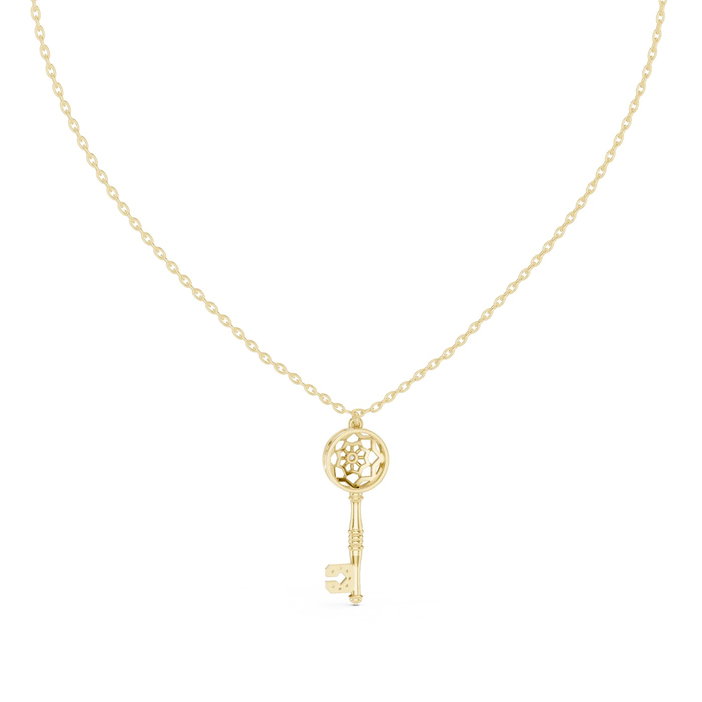 Front-View: Skeleton Diamond Necklace with Prong Setting in 14k Yellow Gold - Lab Grown - Driona Jewels
