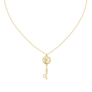 Front-View: Skeleton Diamond Necklace with Prong Setting in 14k Yellow Gold - Lab Grown - Driona Jewels
