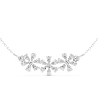 Front-View: Snowflake Diamond Necklace with Pave Setting in 14k White Gold - Lab Grown - Driona Jewels