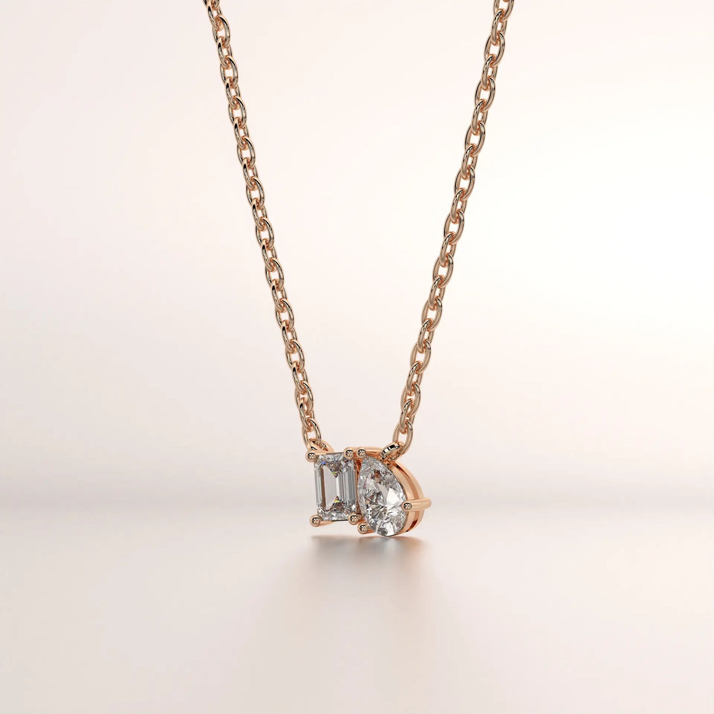 necklace two stone diamond rose gold not applicable front