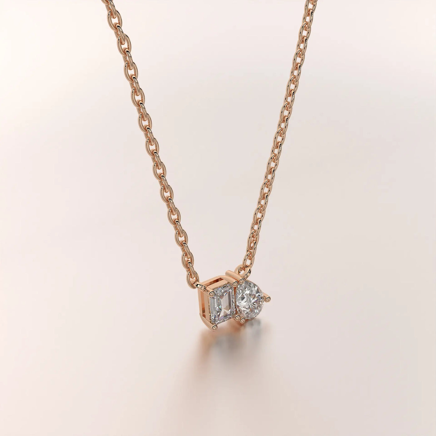 necklace two stone diamond rose gold unknown front