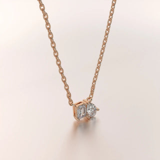 necklace two stone diamond rose gold unknown front