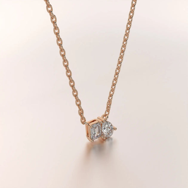 necklace two stone diamond rose gold unknown front
