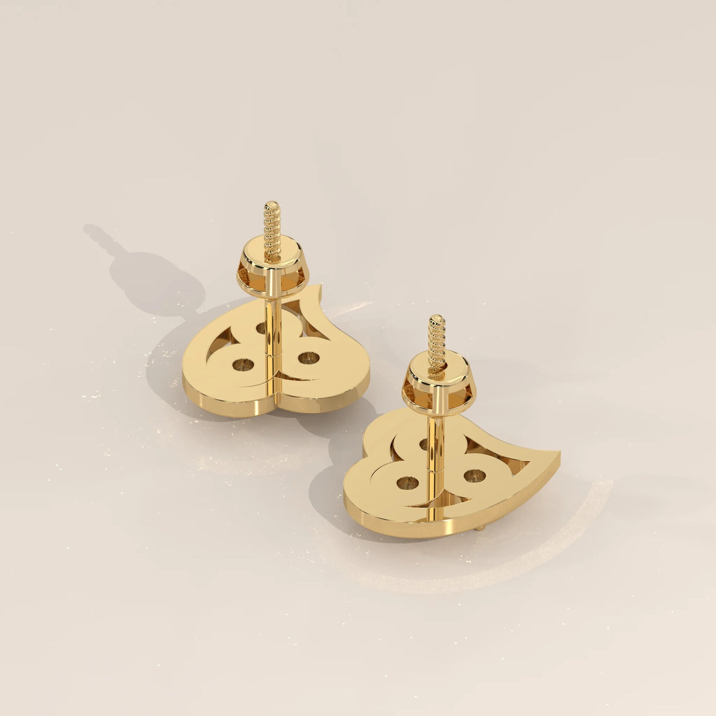 Angle View: Heart Diamond Stud Earrings with Cluster Setting in Yellow Gold – Lab Grown – Driona Jewels