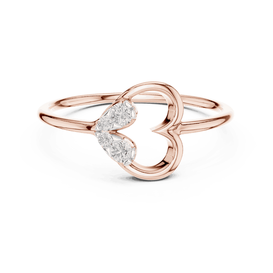Driona Jewels Heart Diamond Ring | 14K Gold Three Stone Promise Ring