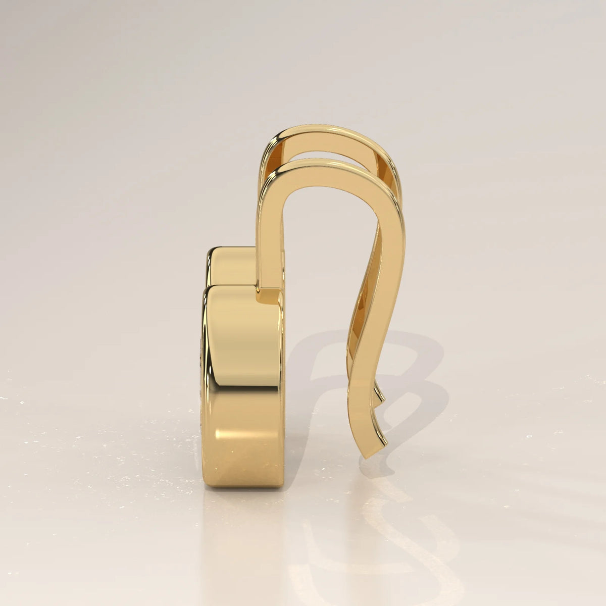 Oval Bezel Set Lab Grown Diamond Drop Earrings on a Gold Hook in yellow gold, shown from the side.