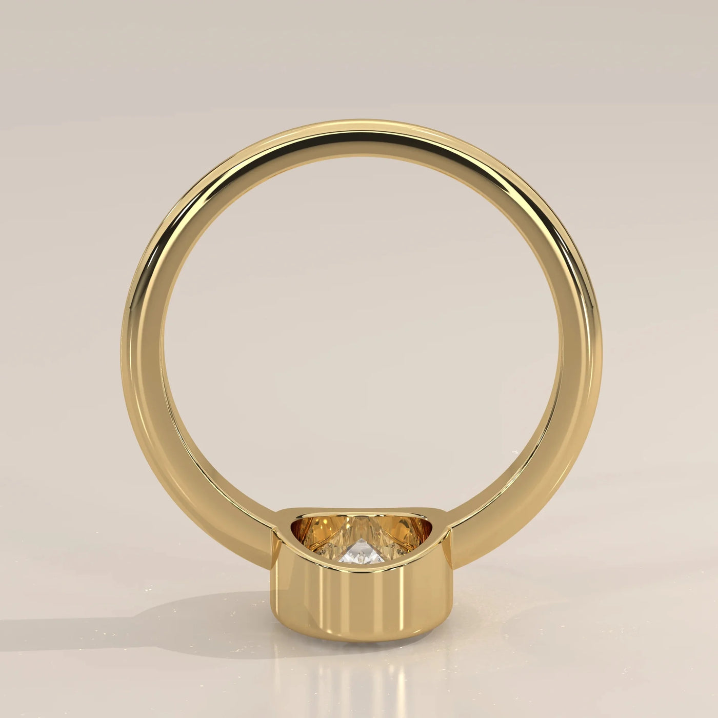 Back View: Oval Diamond Ring with Bezel Setting in Yellow Gold – Lab Grown – Driona Jewels